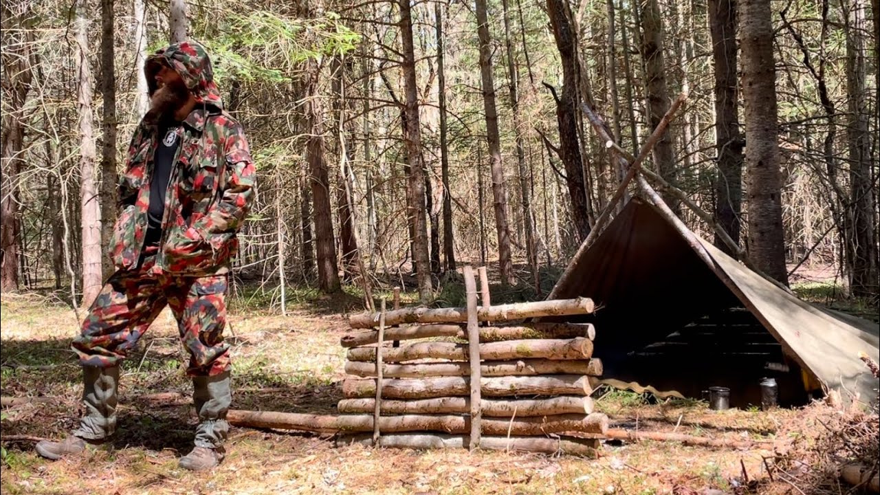 Solo Overnight Swiss M70, Plash Palatka, Swedish Torch Bushcraft Camping