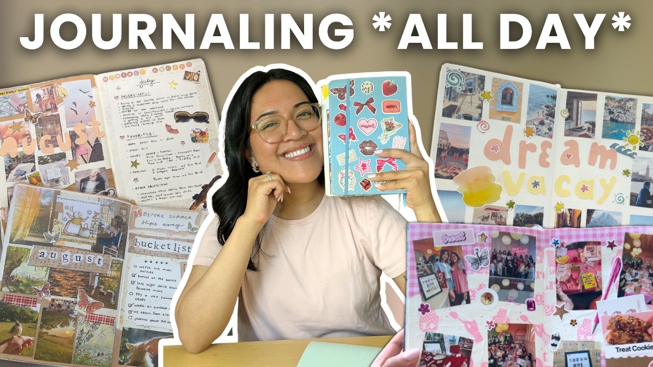 Journaling for one ENTIRE day... August pages, junk journaling, creative prompts & journal ideas!