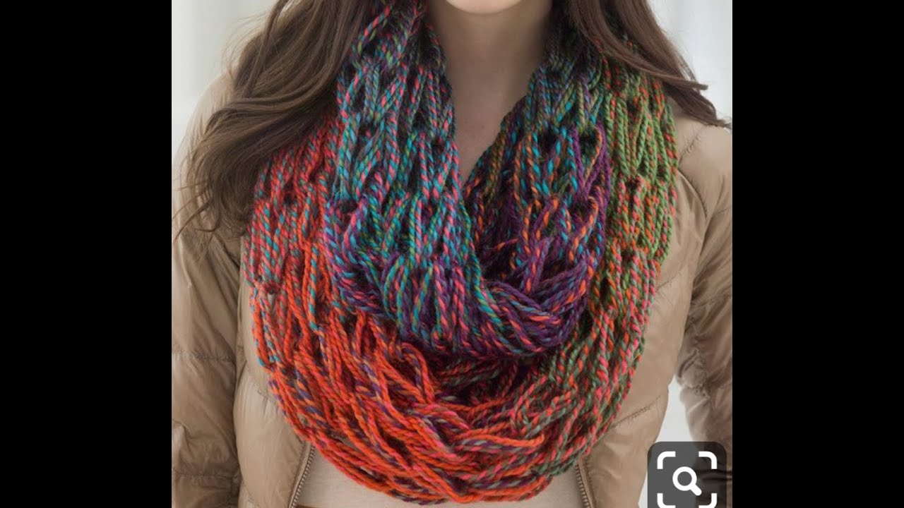 Arm knitting scarf  طريقة عمل كوفية بالاصابع فى نصف ساعة