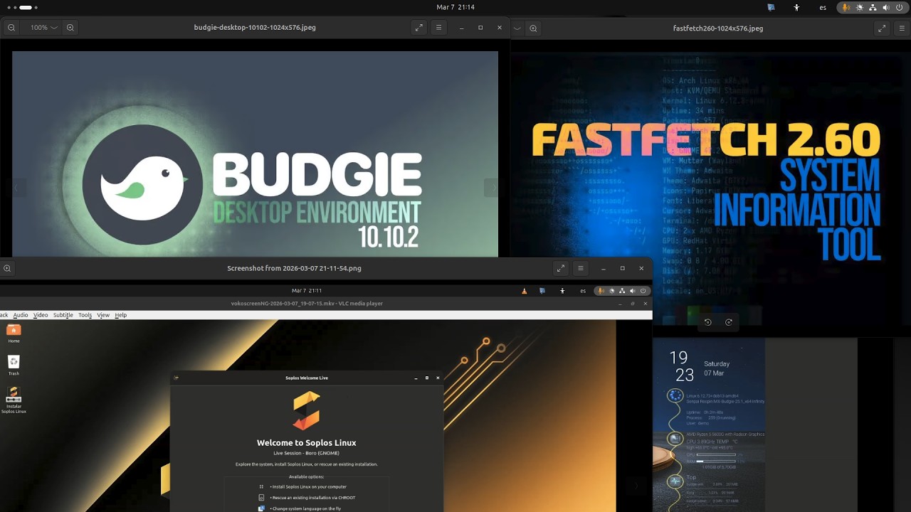 Рабочий стол Budgie 10.10.2 | Фастфетч 2.60 | Соплос Бета 1.0.4 | Сенпай 20260306
