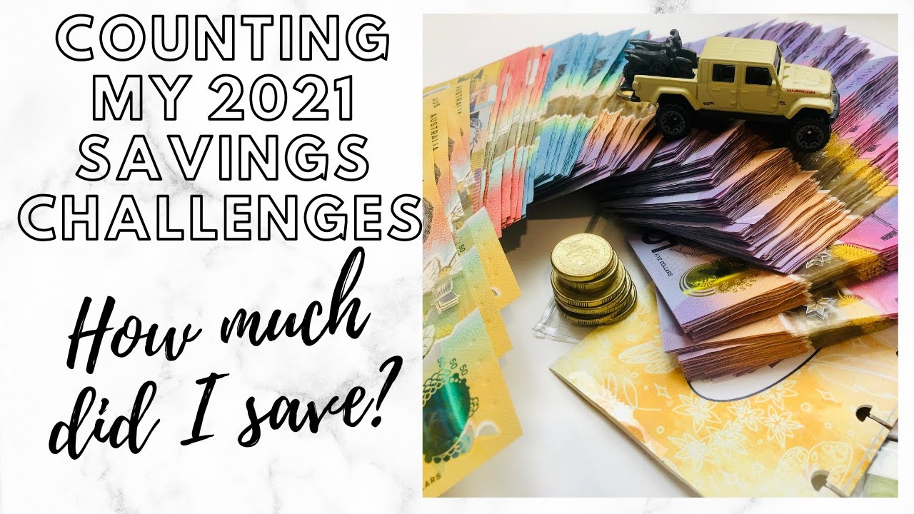 ✨ Counting My 2021 Savings Challenges | How Much Did I Save in 1 Year $5 Challenge | Cash Unstuffing