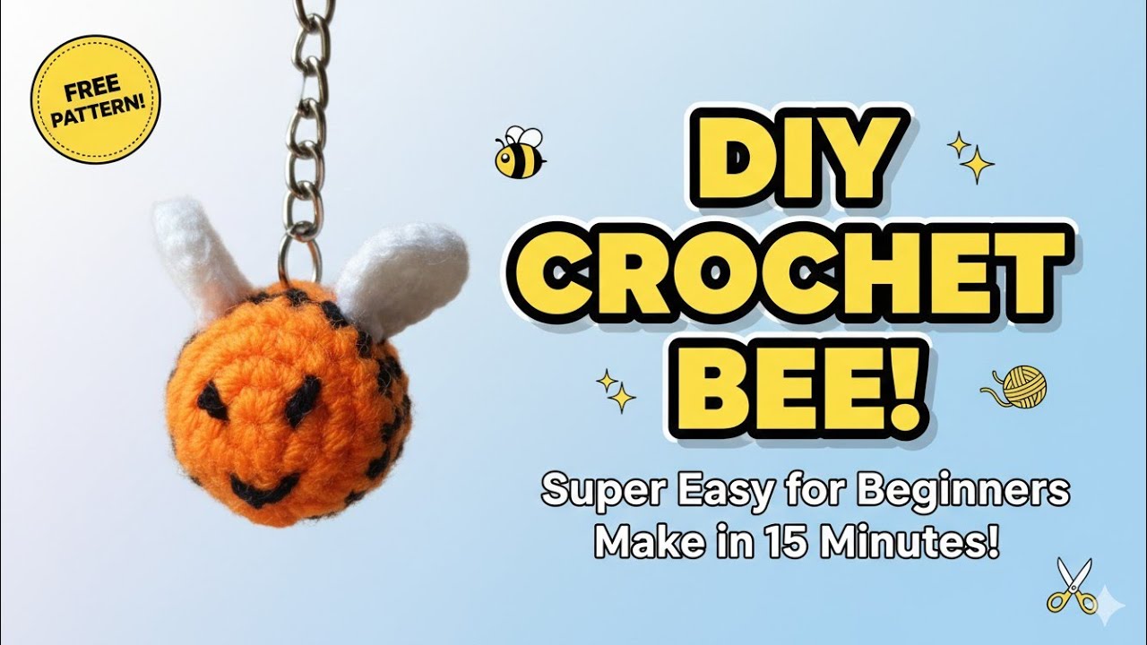 Diy chrochet honey bee 🐝 key chain tutorial #chrochet #knitting #easy tutorial @creative_mamta5002 