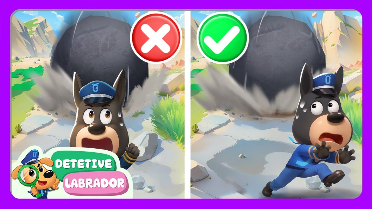 Segurança em Caso de Terremotos ao Ar Livre🏕️Desastres Naturales ⛈️Desenho Animado🔍Detetive Labrador