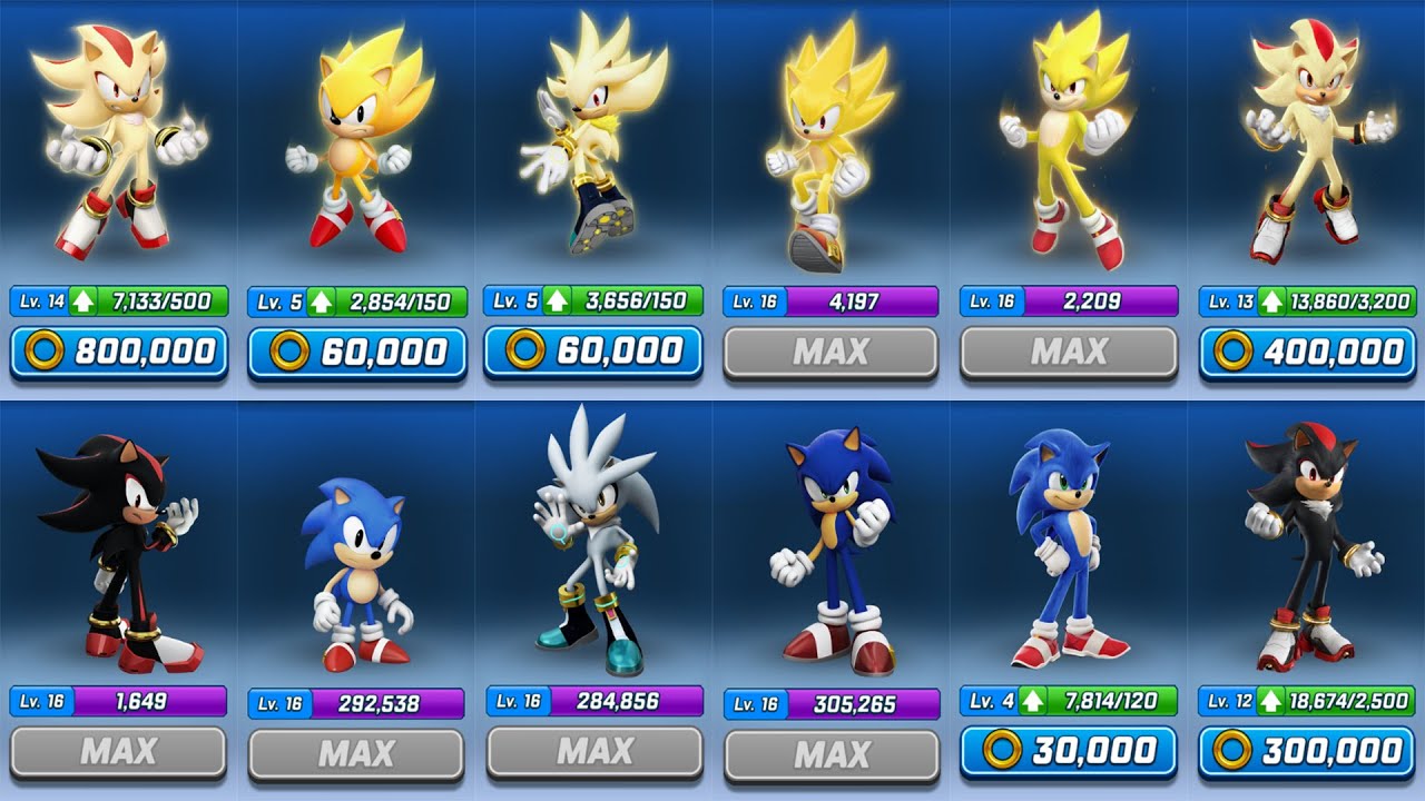 Sonic Forces Speed Battle - All Super Runners vs Original (Sonic, Shadow, Classic, Silver) Gameplay