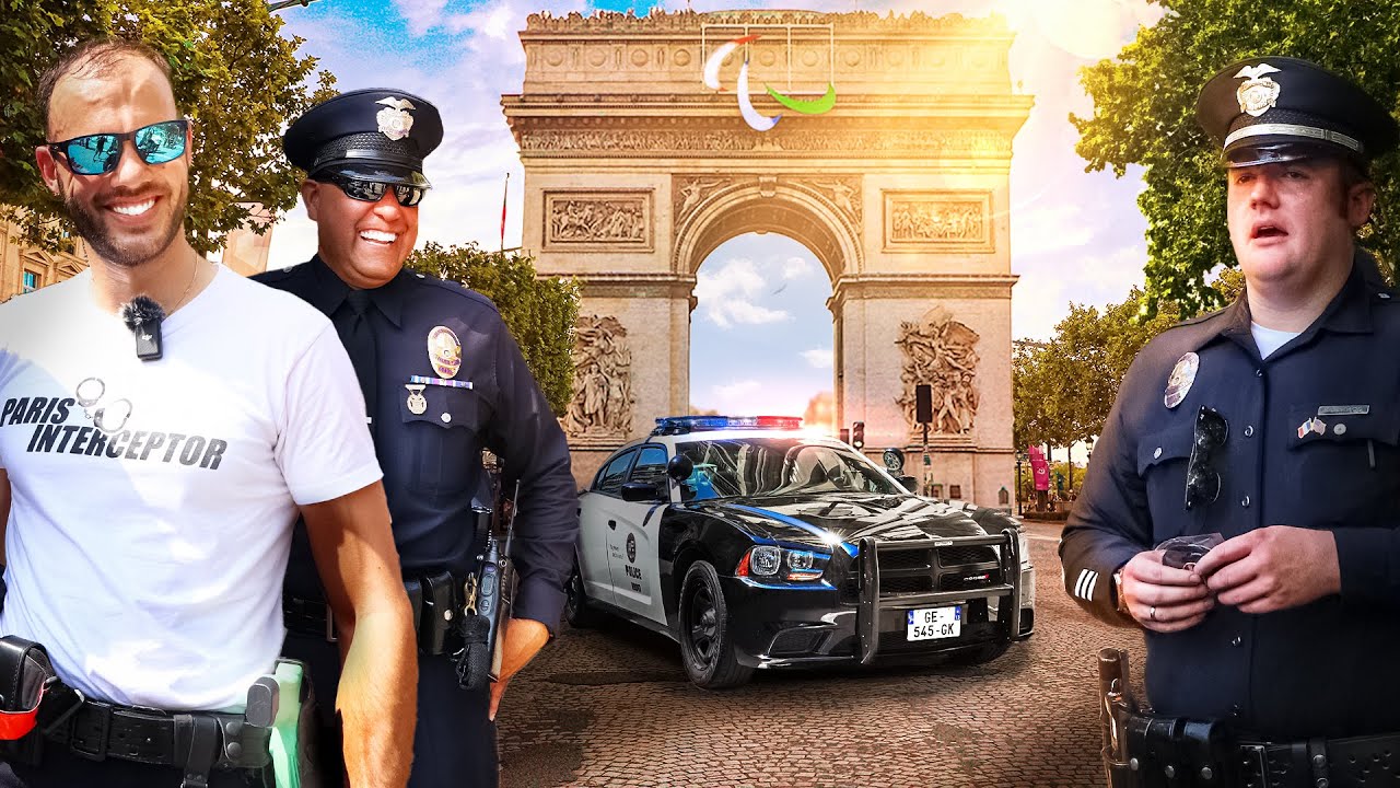 On RENCONTRE les POLICIERS DE LOS ANGELES à Paris avec NOS VOITURES de POLICE (Jeux Olympiques 2024)
