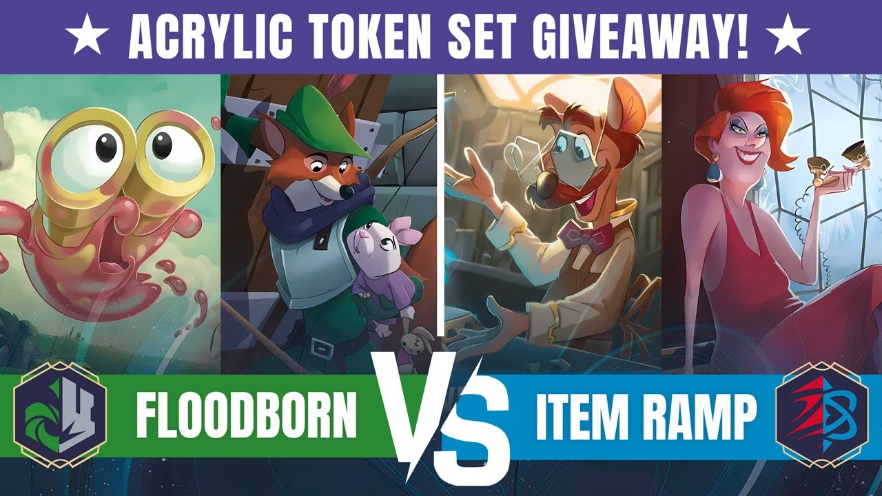 Floodborn Emerald Steel VS Item Ramp Ruby Sapphire - Disney Lorcana TCG Paper Gameplay *GIVEAWAY*