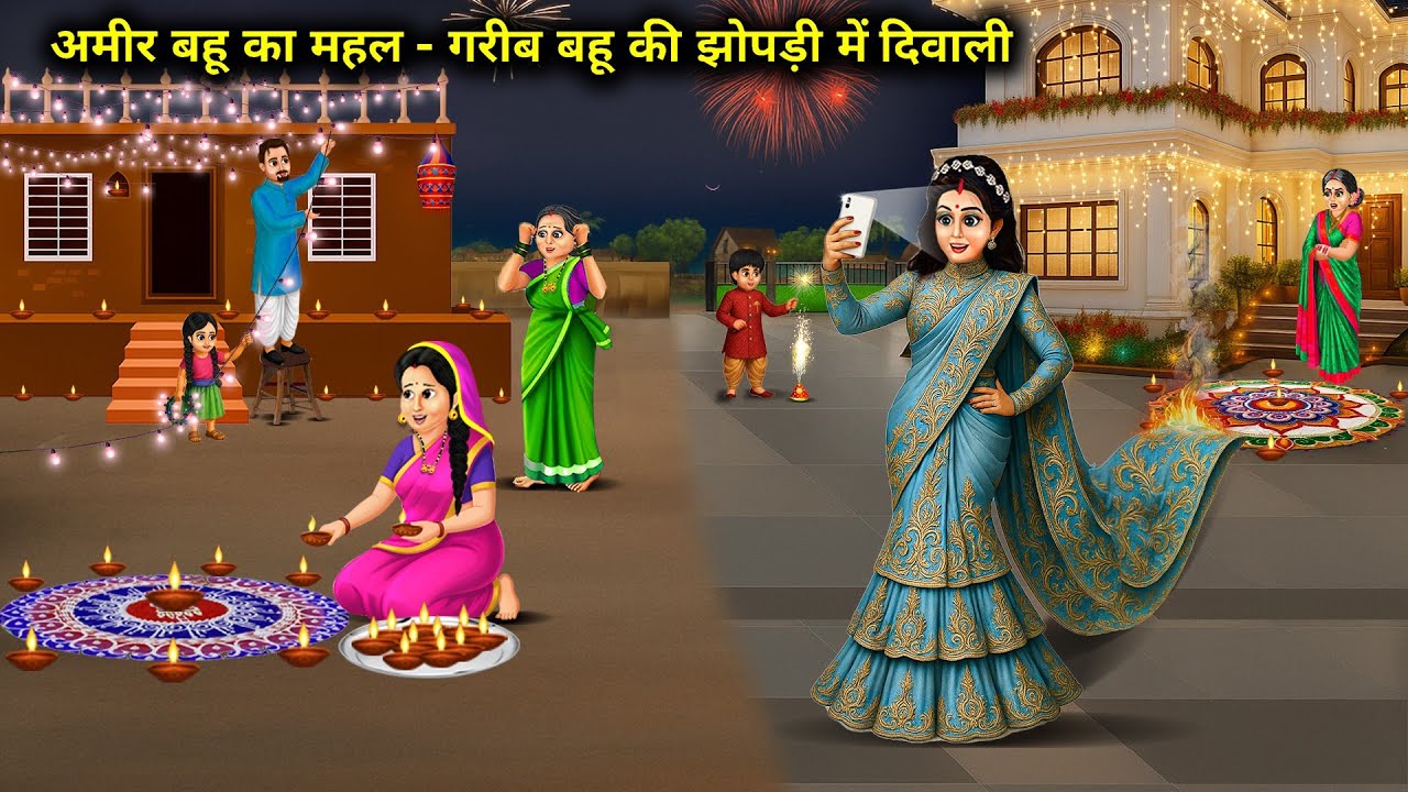 अमीर बहू का महल -  गरीब बहू की झोपड़ी में दिवाली | Daughter-In-Law's Palace - Diwali | Cartoon Video