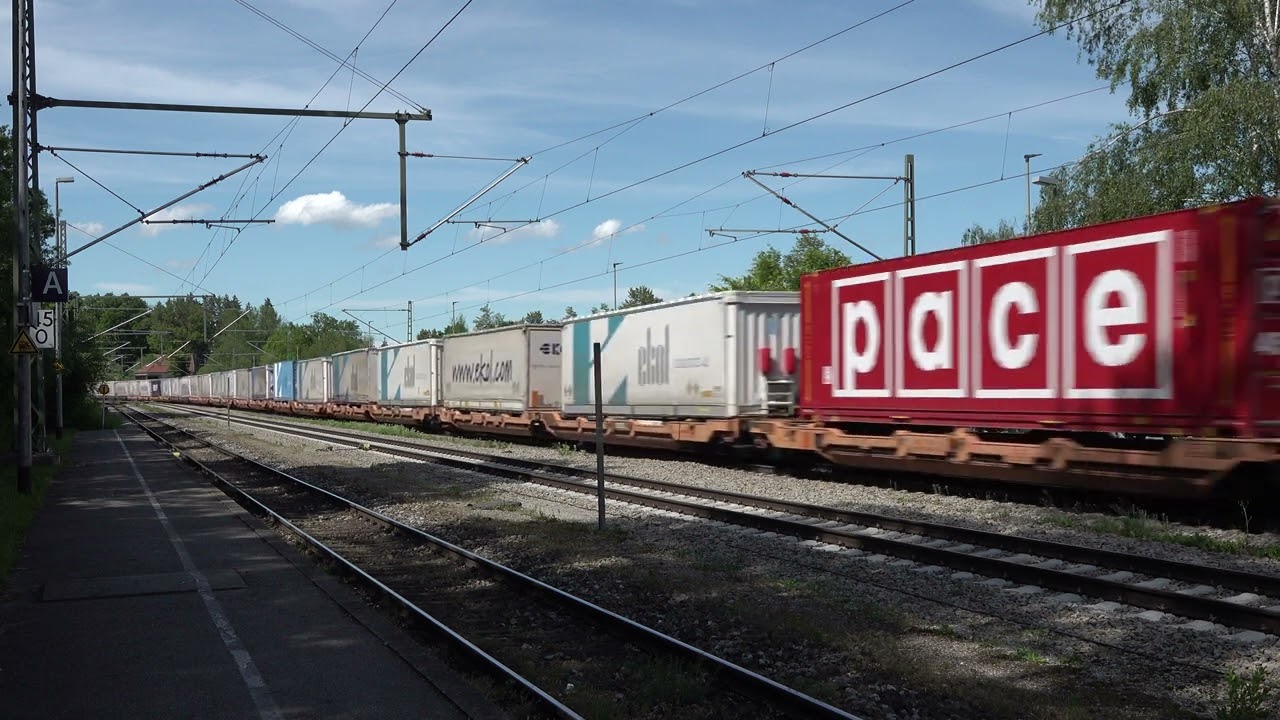 2024 - DE - Pair of &Ouml;BB 1293 Vectron locos with intermodal train, in Assling A&szlig;ling