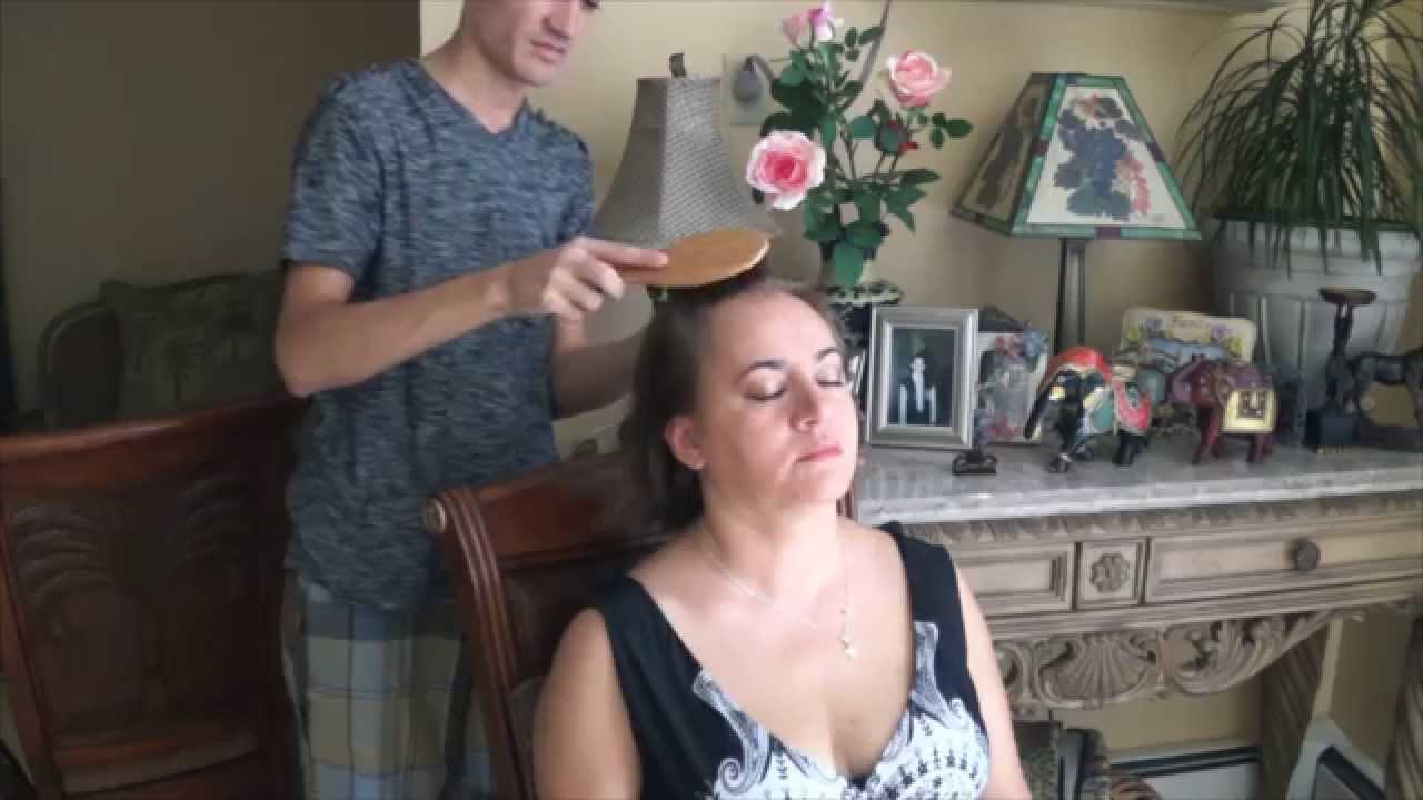 Hair Brushing & Scalp Massage on my mom! :) Softly Spoken 3D ASMR