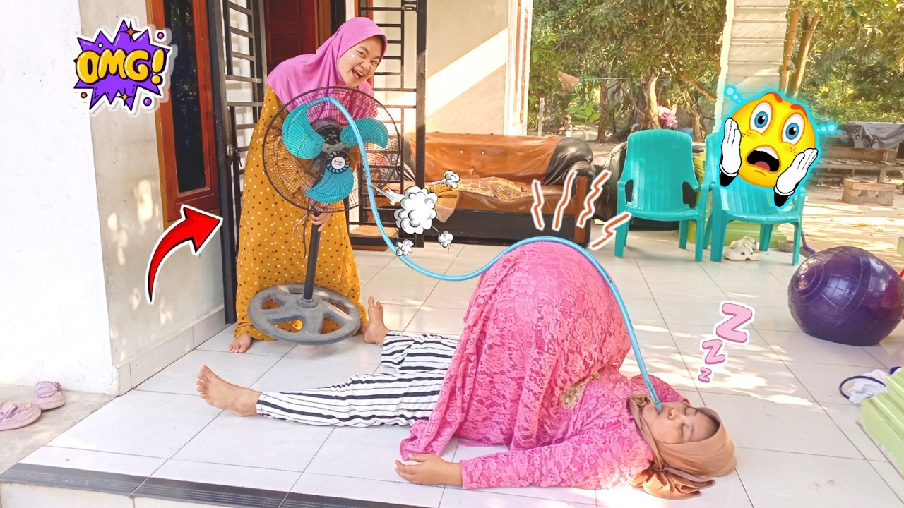 Drama Lucu‼️Kakak Tidur Di Depan Kipas Di Kerjain Adik Perutnya Di Isi Angin Kipas Pakai Selang !!