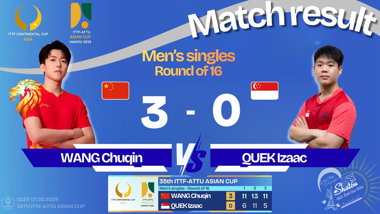 2026 - ASIAN CUP - MS - R16 - WANG Chuqin & QUEK Izaac | 07.02.2026