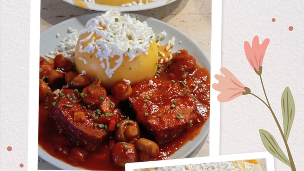 12.01.2025.👍Smoked pork tenderloin in broth sauce with whole mushrooms and polenta with salty cheese