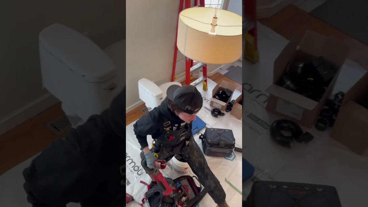 Plumbing Apprentice Working Hard