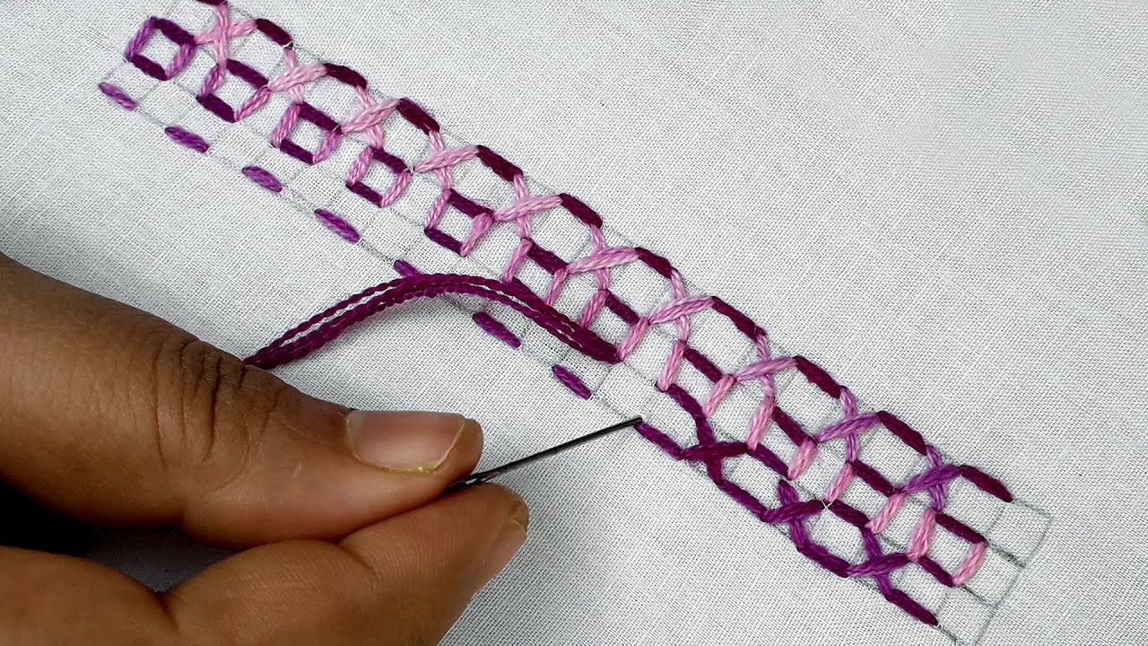 hand embroidery nakshi katha border design, baby katha embroidery tutorial