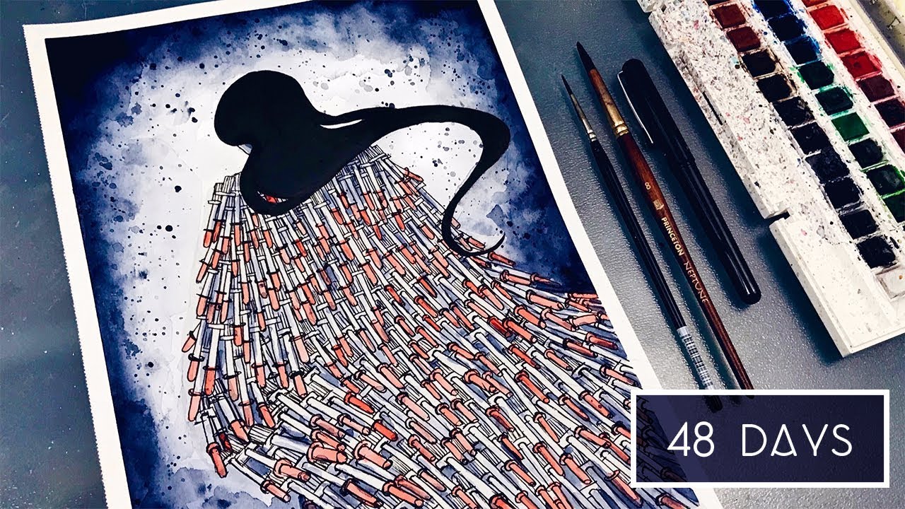 48 Days | Time Lapse Watercolour Speed Painting
