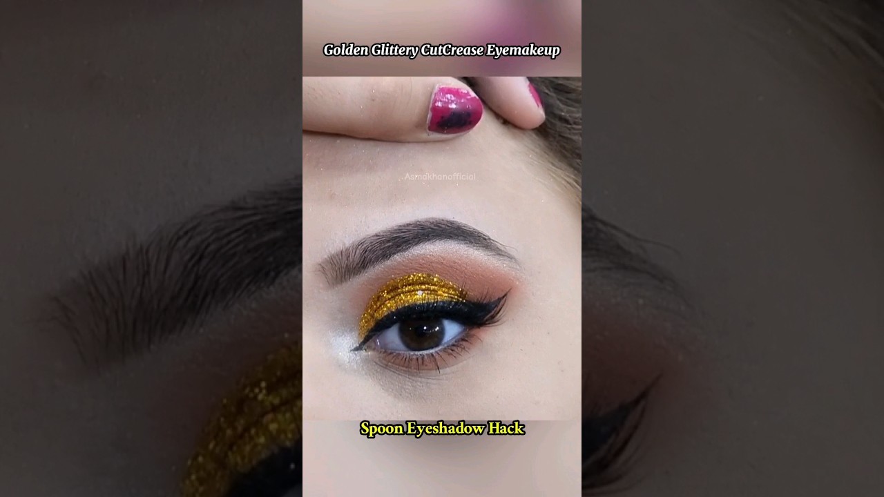 Golden Glittery CutCrease Eyemakeup Tutorial by Asma Khan.. #shorts #eyemakeup #asmakhan #makeup