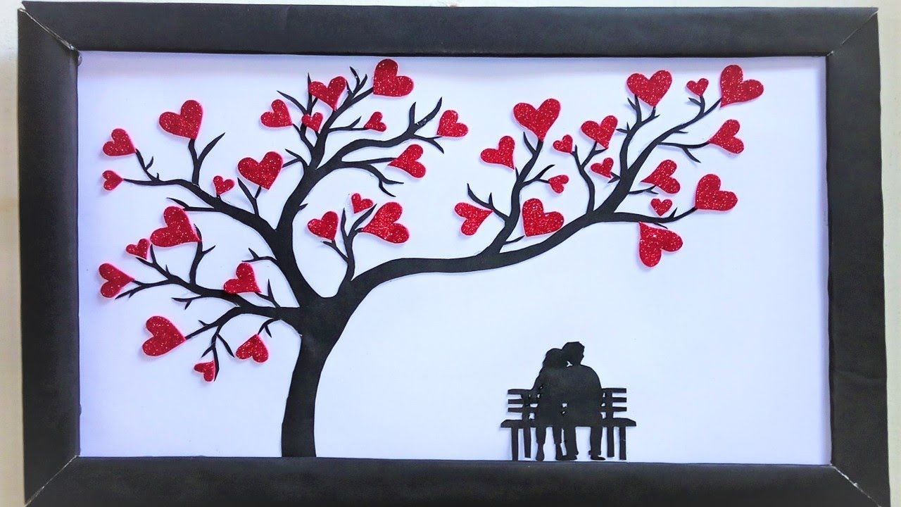 Romantic Couple Under Love Heart Tree | Love Scenery Craft | Valentine's Day Craft | Easy Craft Idea