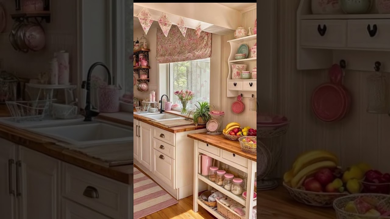 Cozy Cottagecore Small Kitchen #cottagecore #smallkitchenideas #cozyhome #shabbychichomedecor