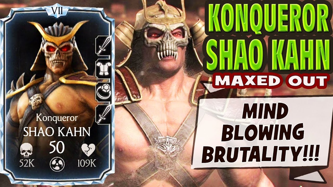 MKX Mobile 1.15. Konqueror Shao Kahn MAXED OUT Gameplay + Review. EPIC BRUTALITY + USELESS HAMMER!