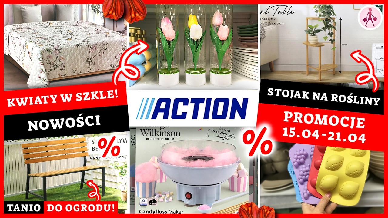 ACTION PROMOCJE 15.04-21.04 ! 😍 Cudne narzuty w kwiaty 🌸 Stojak na rośliny 🌼 Tanie sprzęty do kuchni