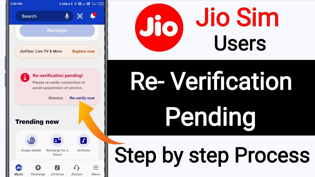 Fix Myjio Re Verification Pending Problem || Your Jio Numbers Require Reverification