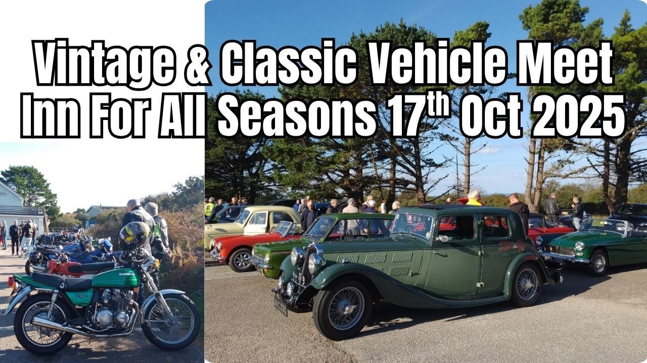 Встреча винтажных и классических автомобилей в гостинице на все времена года в Корнуолле, Англия,...