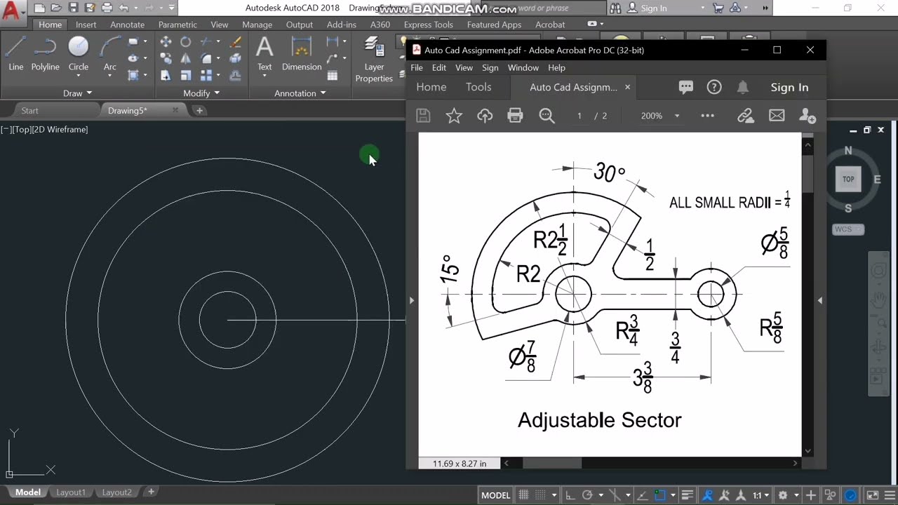 AutoCAD tutorials #1 Adjustable Sector