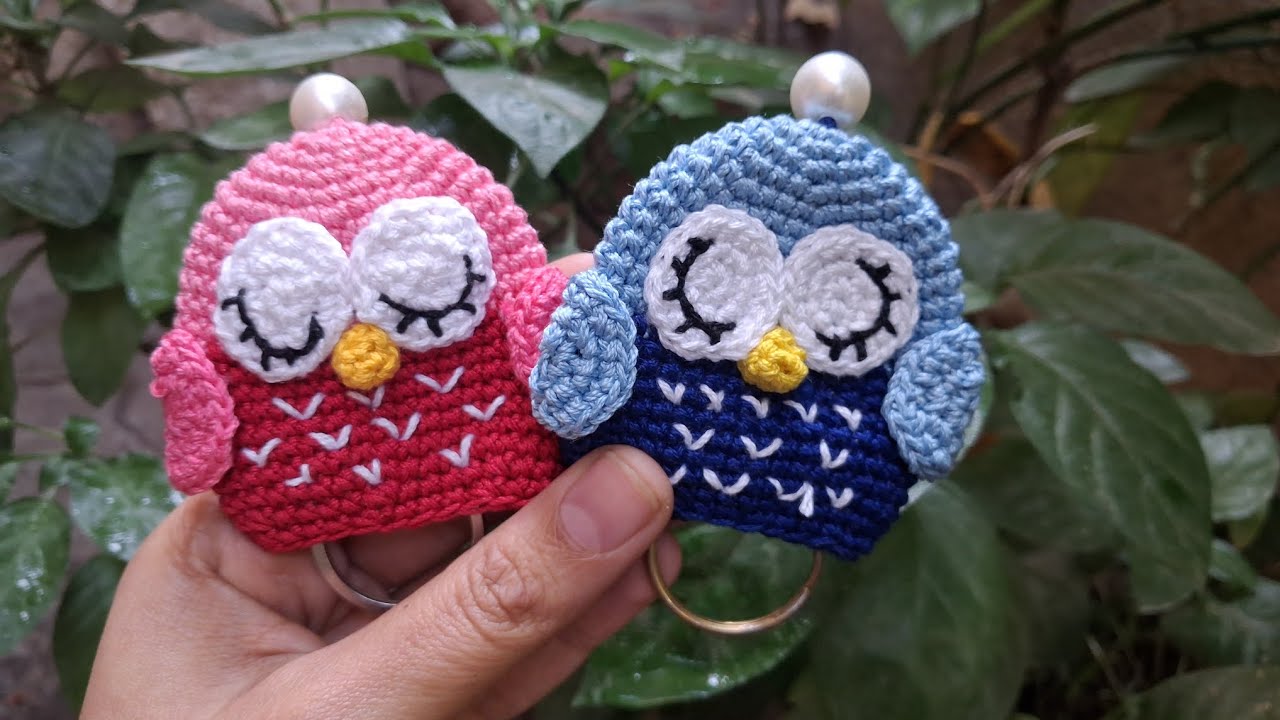 Cute crochet owl keyholder 