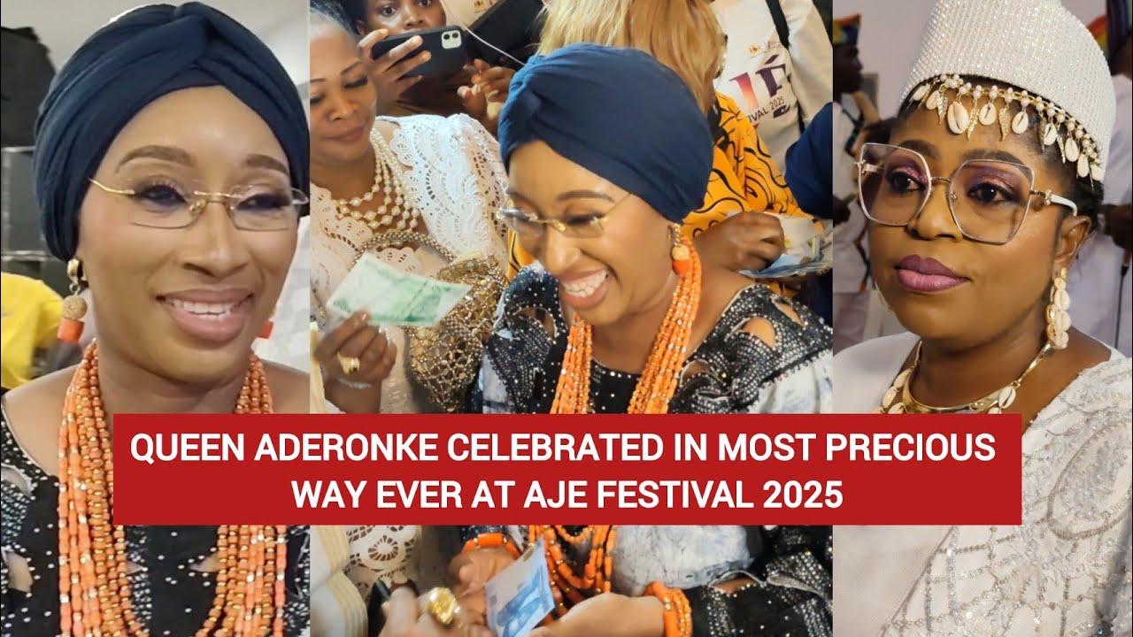 OONI CHARMING WIFE QUEEN ADERONKE CELEBRATED BY MANY AS SHE DANCE IN ROYALTY AT AJE FESTIVAL