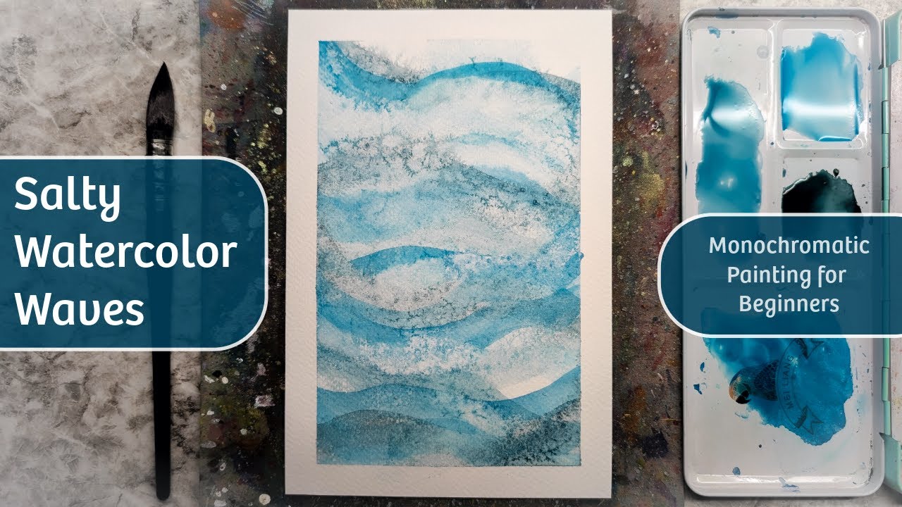 Salty Watercolor Waves for Deep Breathing and Relaxation
