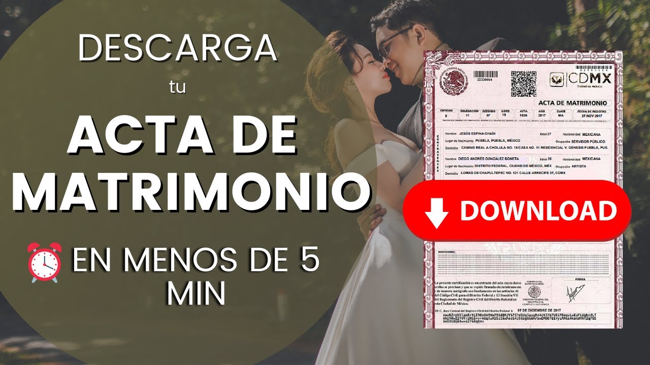 🤔Cómo descargar tu Acta de Matrimonio?💍📑| CDMX | ACTA CERTIFICADA✅| Rápido y fácil en 5 minutos🕐