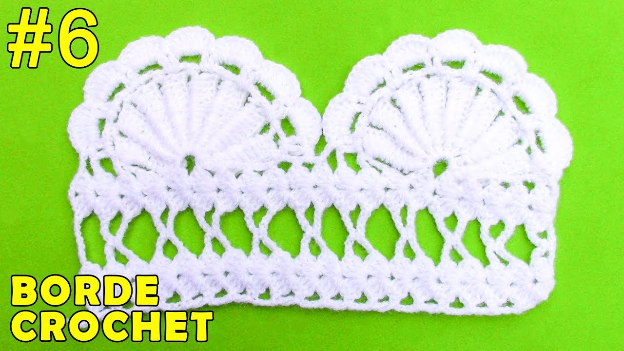 Borde #6 para Colchas o Manteles tejido a crochet paso a paso en punto abanicos pétalos