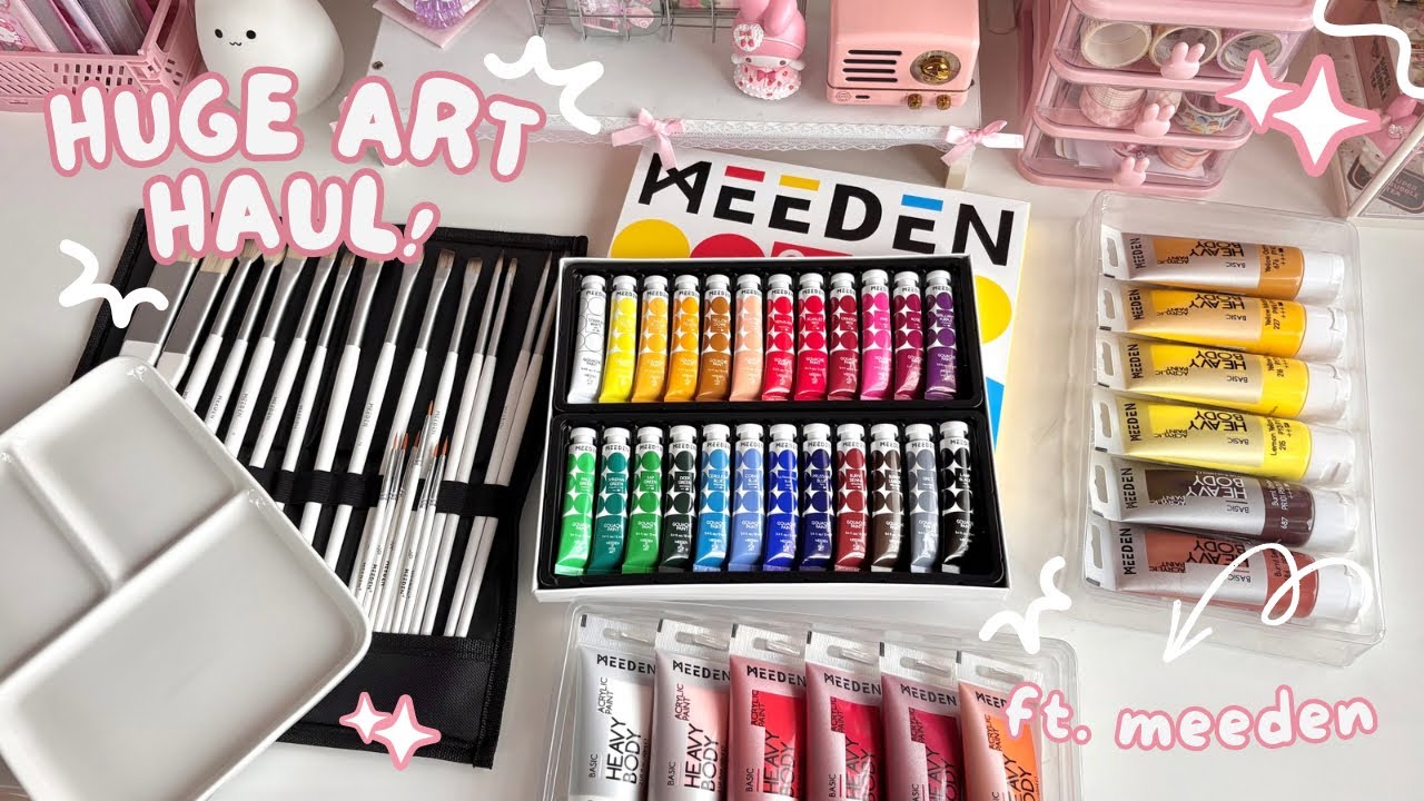 🎨 MEEDEN art supplies haul! + GIVEAWAY! ✨ gouache, acrylic paints, ceramic palette, artist brushes 