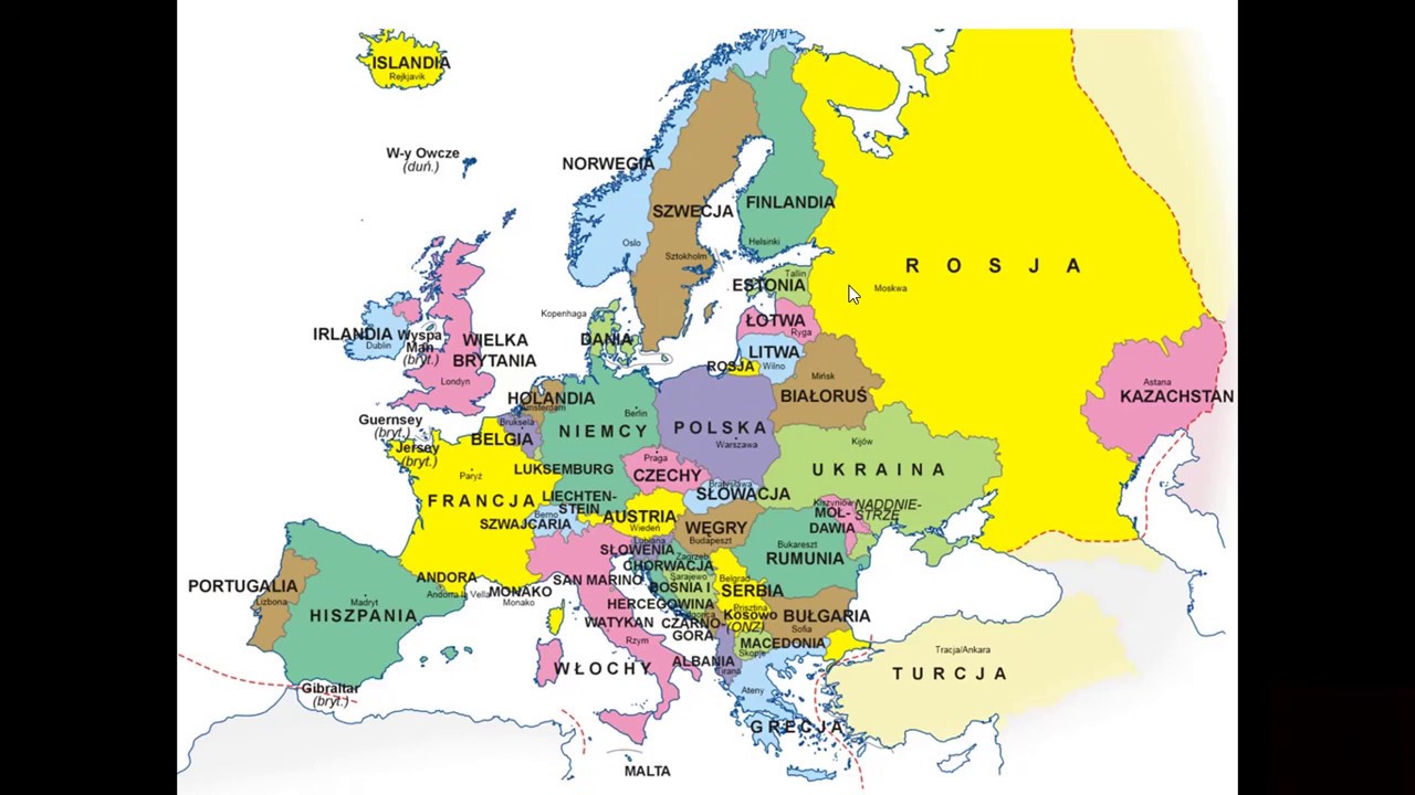 Mapa Europy - państwa i ich stolice. #721. Mapa polityczna Europy.