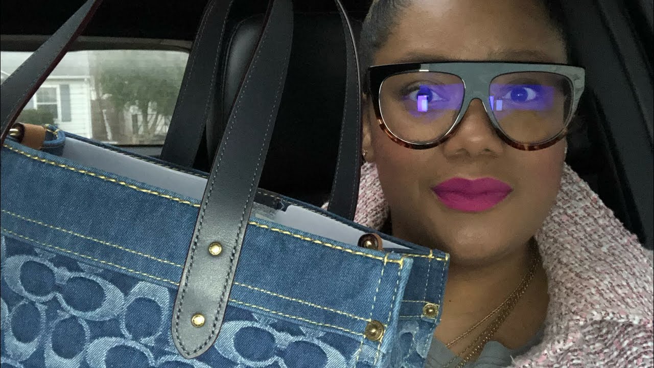 NEW!!! Must see this new denim line is fire 🔥 Coach field tote in signature denim  bag reveal
