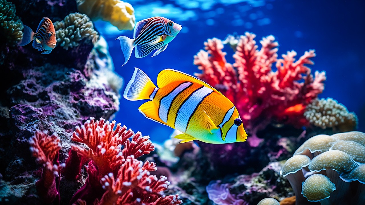 🐠 Aquarium HD Background Video | Fish Tank With Water Sound & Calm Music | 5 Hours Screensaver