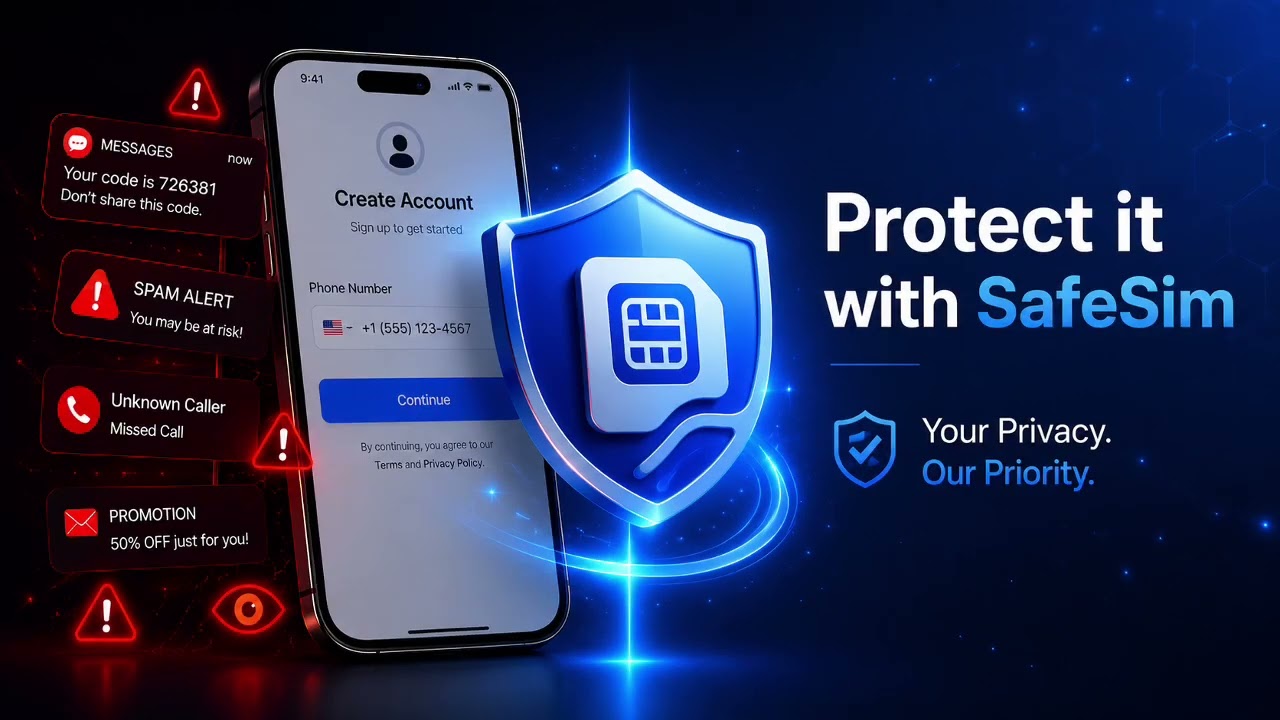 Stop Using Your Real Number Online | SafeSim Virtual SMS App