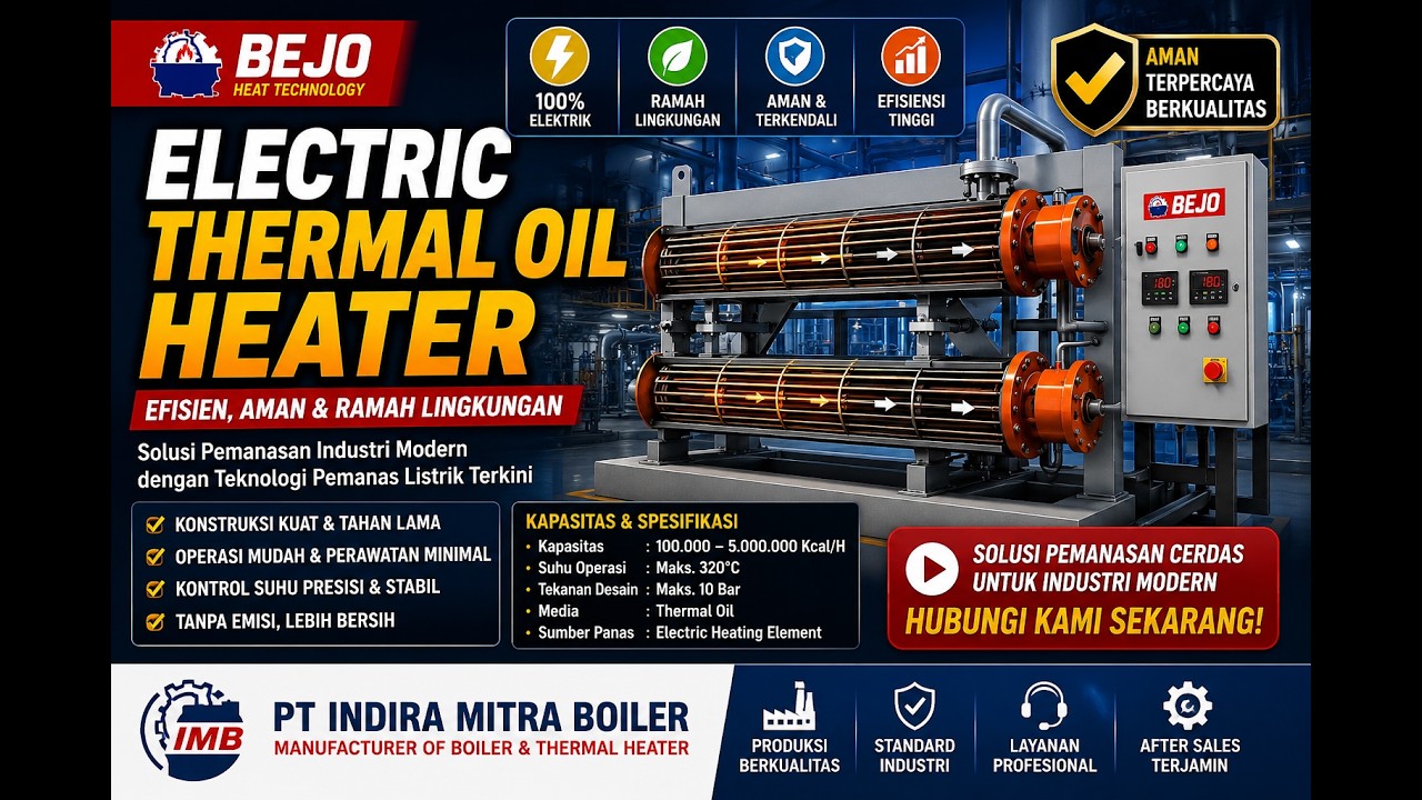 Electric Thermal Oil Heater Capacity 80KW -IDM Boiler Immirsion Oil Fluid☎️✔081388666204🔥