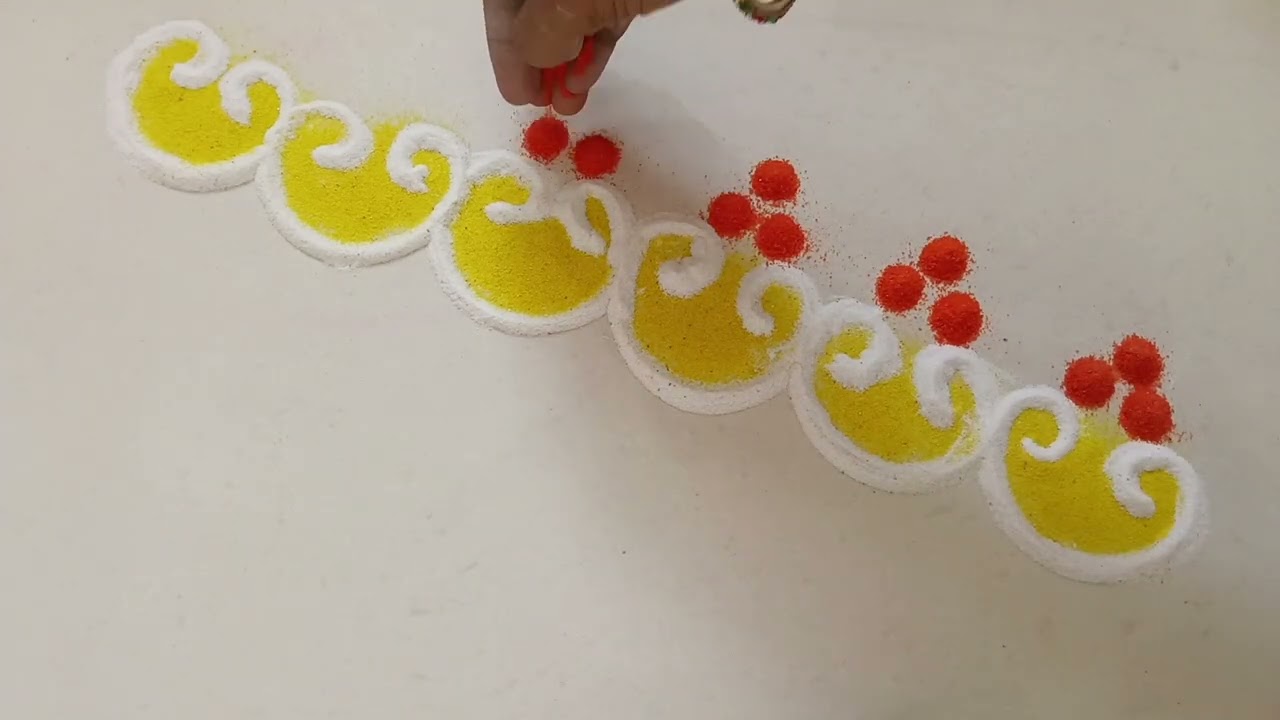 Border Rangoli design for margashirsh guruwar special 🌿🪷🌿🪷🌿🪷