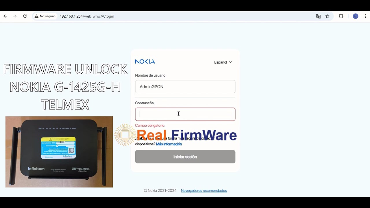 FIRMWARE UNLOCK NOKIA G-1425G-H TELMEX