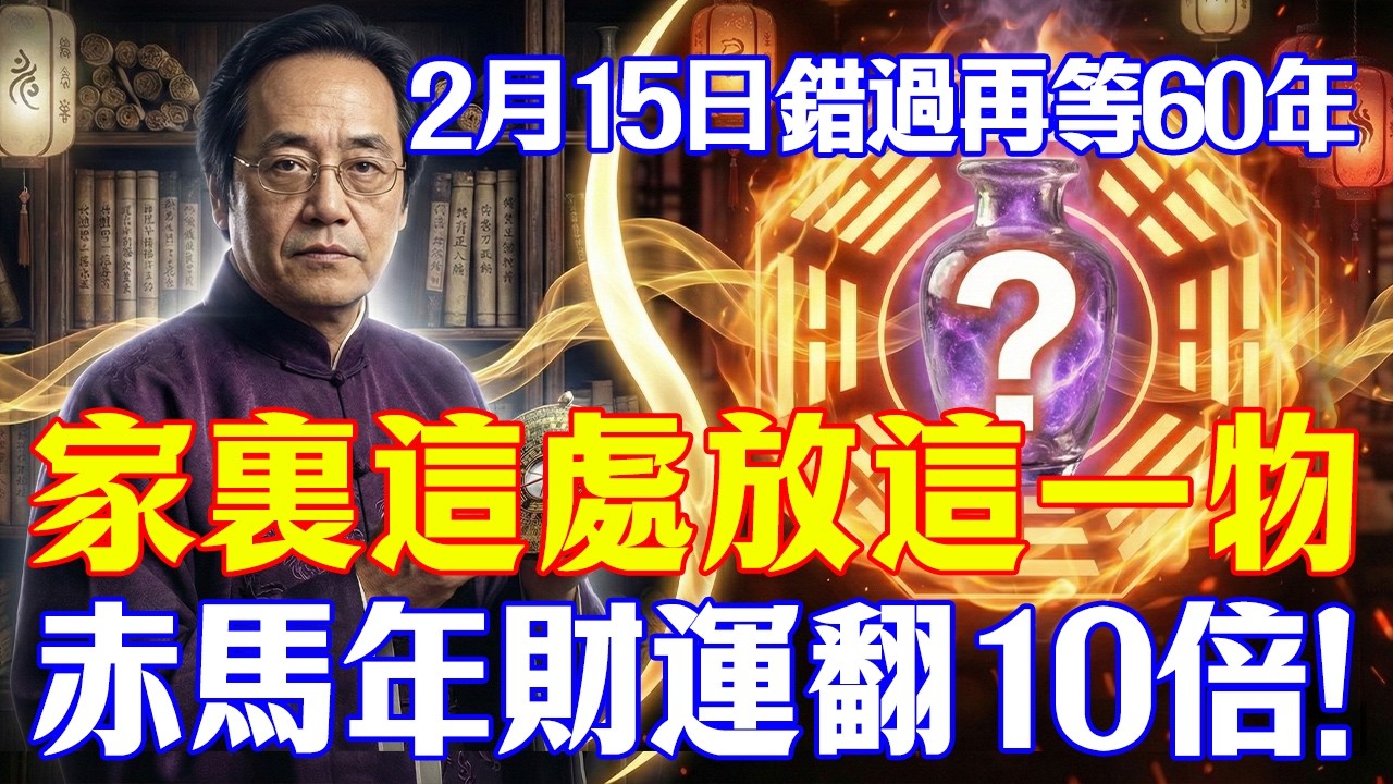 倪海廈叮囑：錯過等60年！臘月二十八在家中『這處』放一物，2026赤馬年財運翻10倍！#倪海廈#2026丙午年#赤馬紅羊劫#中醫養生#風水佈局#醋泡黑豆#物理中醫