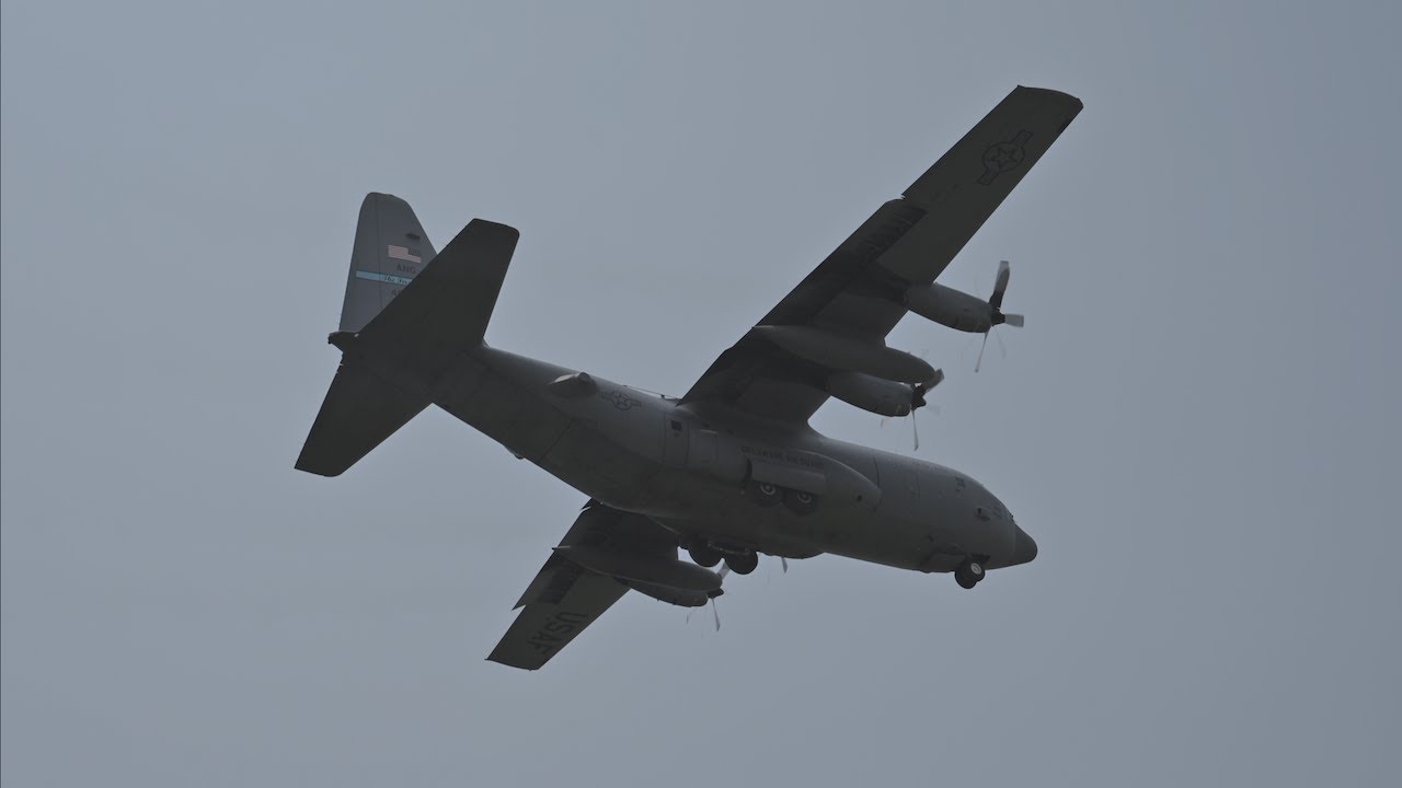 166th Airlift Wing C-130H Slow-Motion Approach | Pease ANGB (PSM)