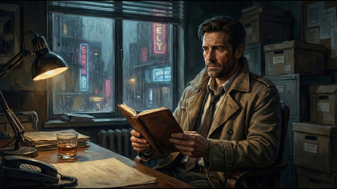 Dark Jazz & Rain Ambience 🕵️‍♂️ Private Detective Office [Focus / Study / Sleep]