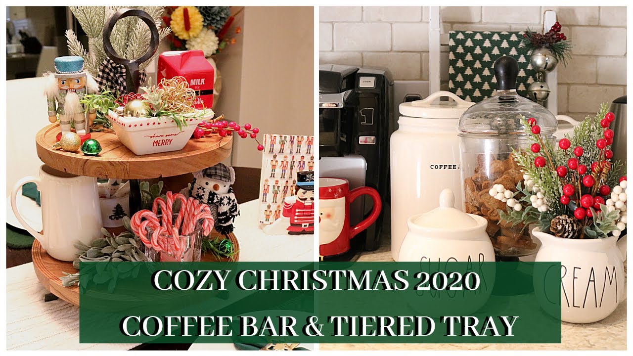 Cozy Christmas Coffee Bar & Tiered Tray | Christmas Decorate with Me | Decorating My New Tiered Tray