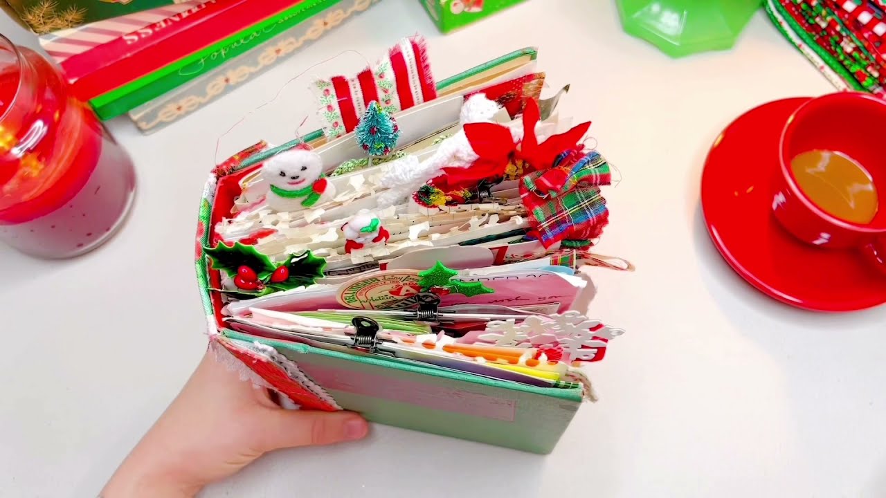Relaxing Christmas handmade personal junk journal inspiration flip through