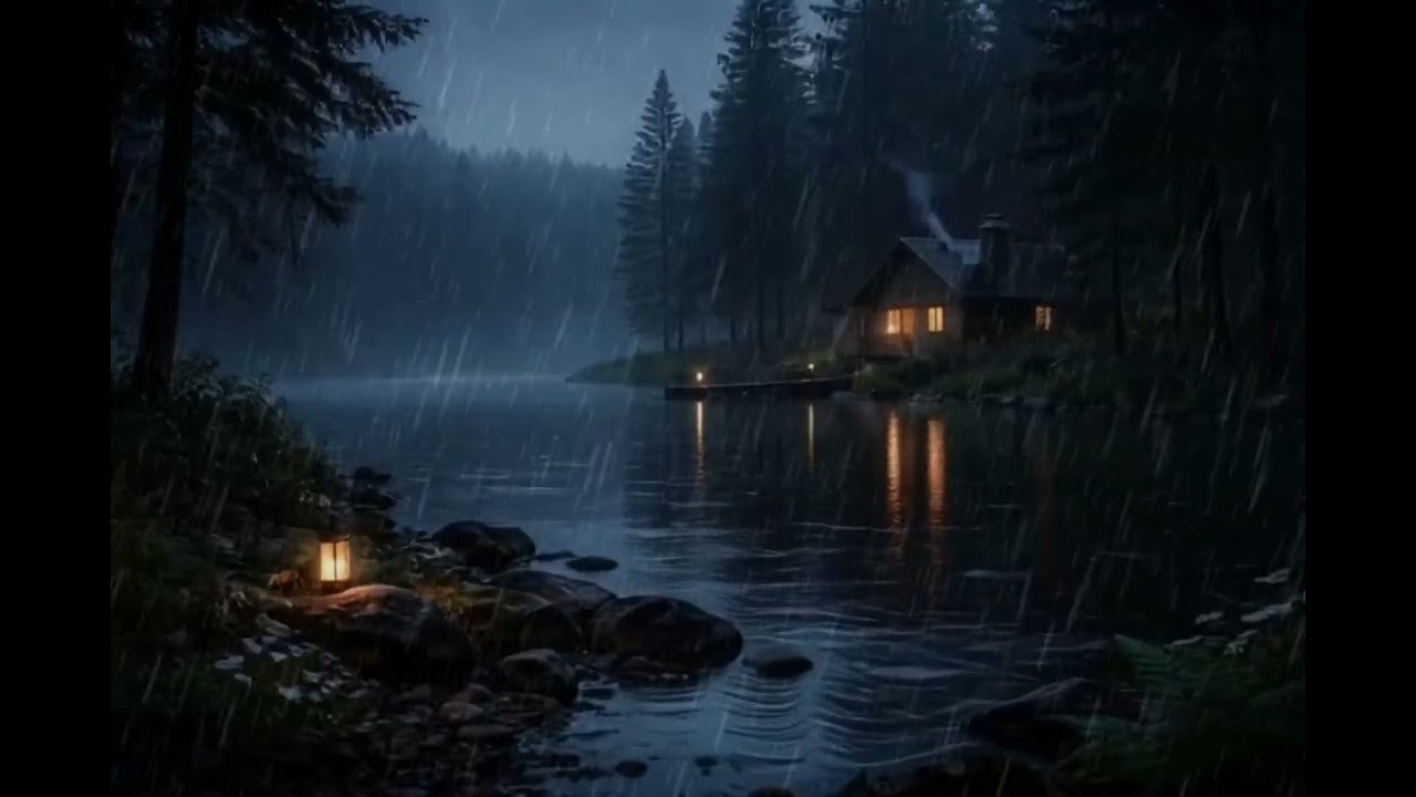 Night Rain & Peaceful Music 🌙 Help You Fall Asleep Fast (1 Hour)