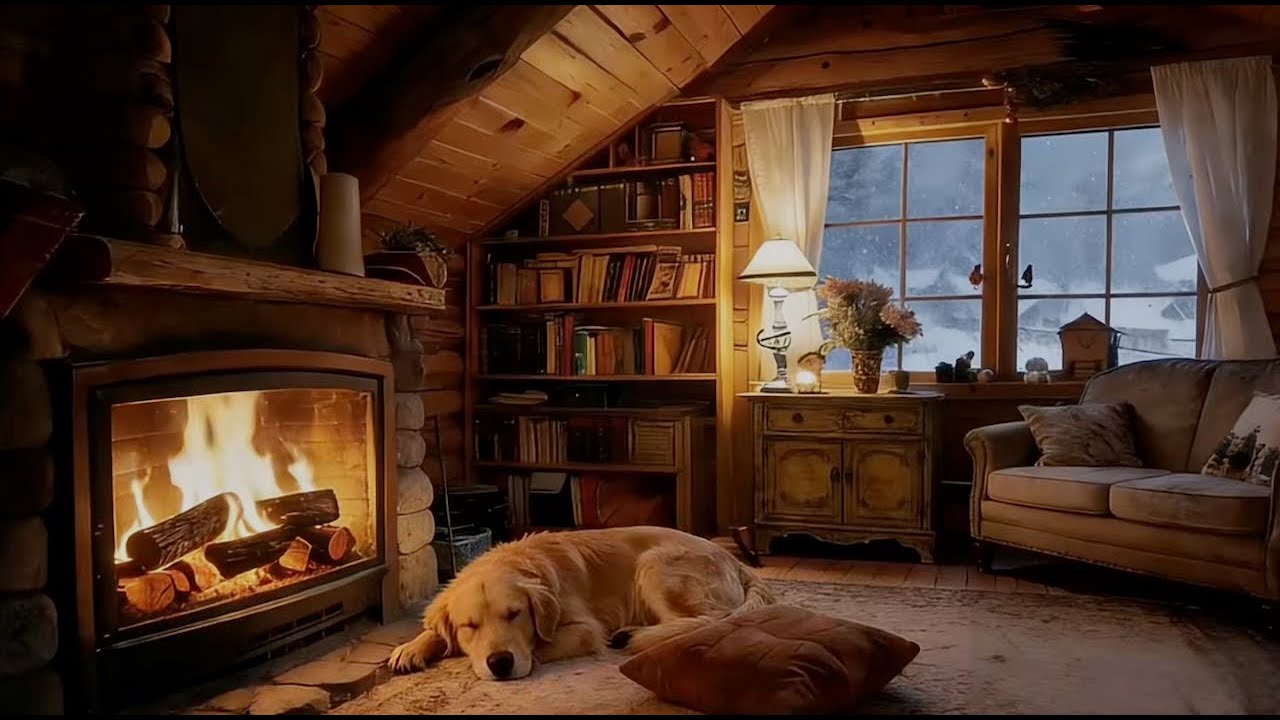 Blizzard Outside, Cozy Cabin Fireplace Glow | Deep Sleep Winter Ambience | Sweet dreams.