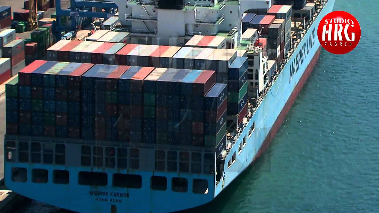 PORT OF RIJEKA CONTAINER AND RO-RO TERMINAL - Aerial TV footage (HD 1080p)