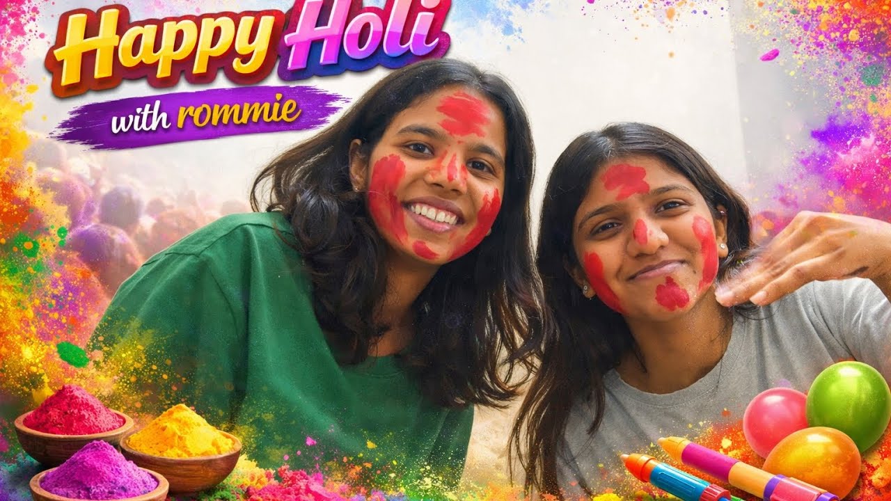 Happy pre holi celebration 🎉🥳.with roomate 