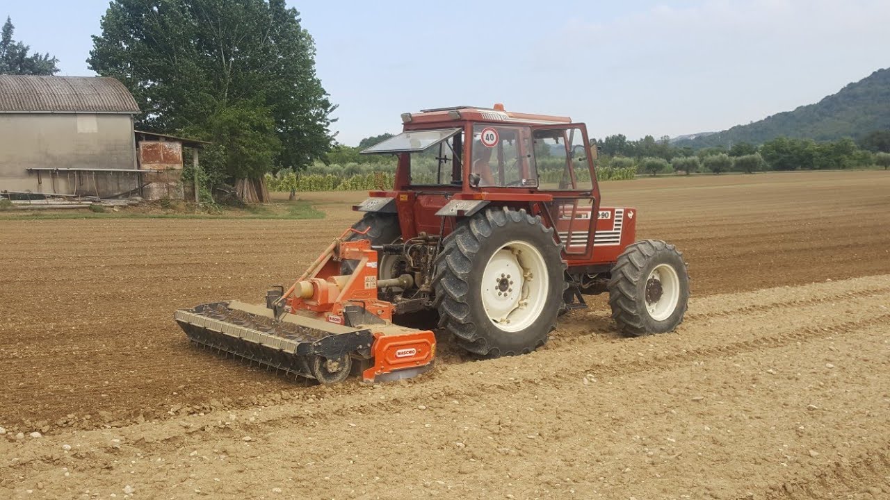 FASE FINALE PREPARAZIONE TERRENO | FIATAGRI 80.90 DT + erpice rotante MASCHIO DRAGO DC